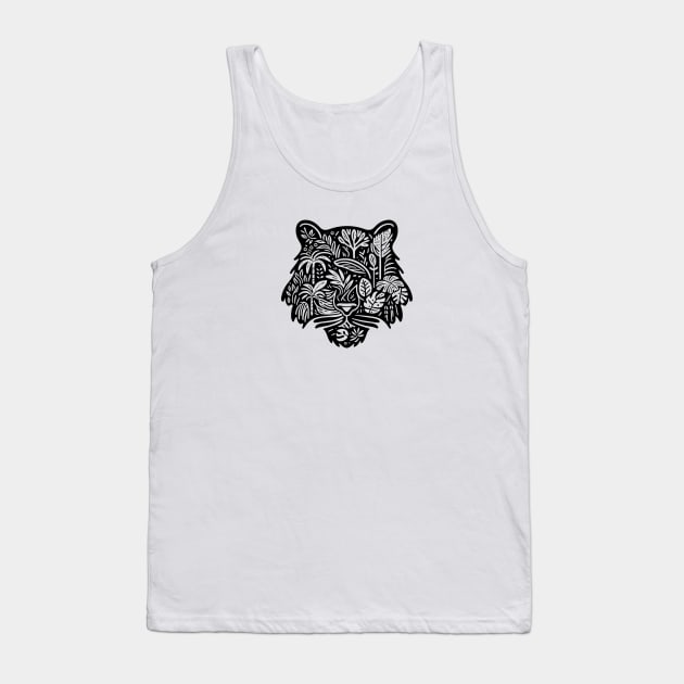 Leaves and plants in tiger head tattoo Tank Top by AnnArtshock